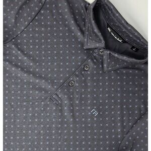 Travis Mathew Eagle Peak Short Sleeve‎ Polo Shirt Men's Small Gray Geometric AOP